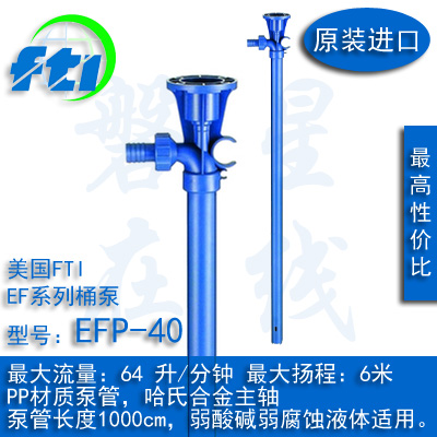 美国FTI插桶泵EFP-40系列小流量无泄漏PP聚丙烯泵管