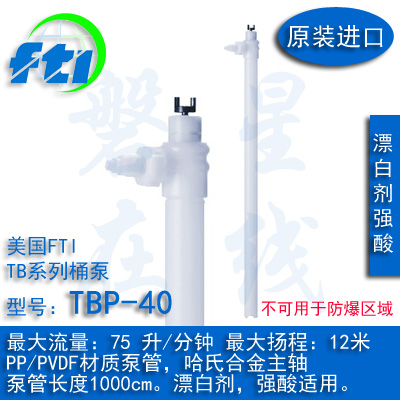 美国FTI插桶泵TBP-40系列小流量纯PPPVDF耐腐蚀泵管
